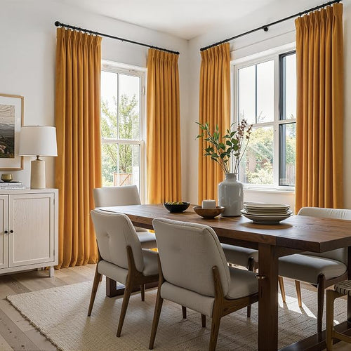 102 Inch Long Yellow Custom Velvet Curtains - Image 2