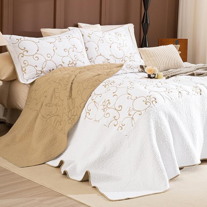 Lady Ann Oversized King 120x120 Quilt Bedspreads, 100% Cotton Embroidery by LadyAnn