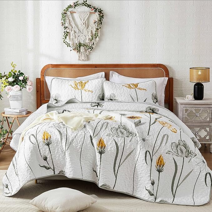 WONGS BEDDING Floral Quilt Set King Size - Image 9