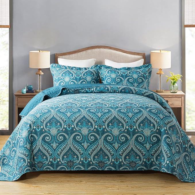 3-Piece Cotton Quilt Set Quilted Bedding Set by Travan