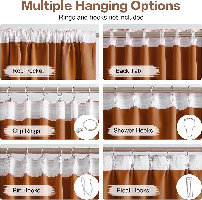 120 Inch Curtains 2 Panels Set Back Tab Pocket Thermal Insulated Energy - Image 3