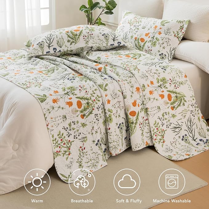 Lady Ann Oversized King Bedspreads 128x120, 100% Cotton Floral Quilt Coverlet - Image 6