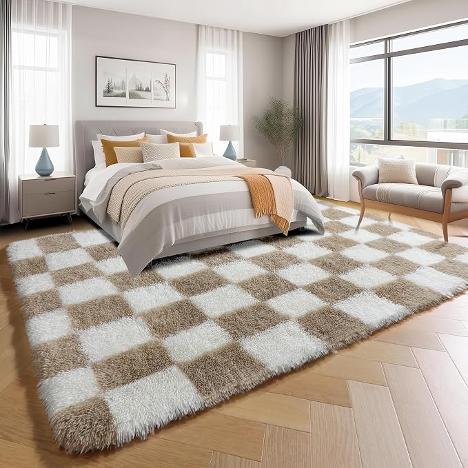 KICMOR Area Rugs 8x10 for Living Room, Large Fluffy Beige and Cream White - Image 3