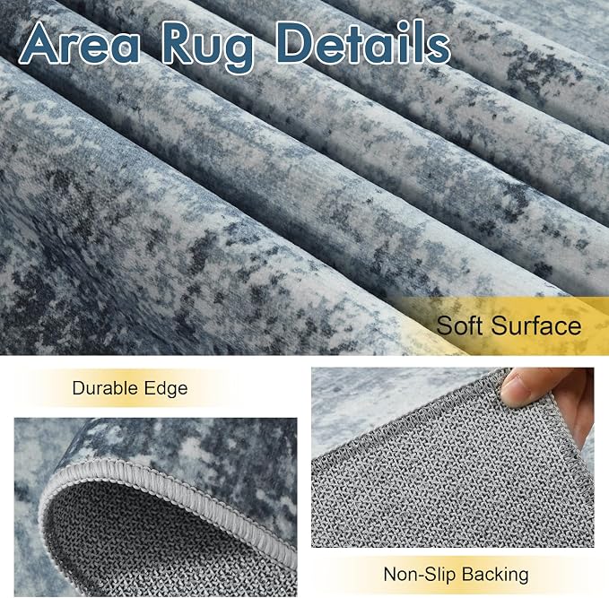 4x6 Ft Area Rugs for Living Room, Soft Non-Slip Washable Rugs Modern Abstract - Image 6