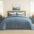 100% Cotton Cross Stitch 3-Piece Quilt Set, Dusty Blue | Cross Stitch Cotton by EVERGRACEHOME