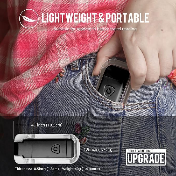 EGWASER Portable USB Rechargeable LED Clip-on Book Light - Image 7
