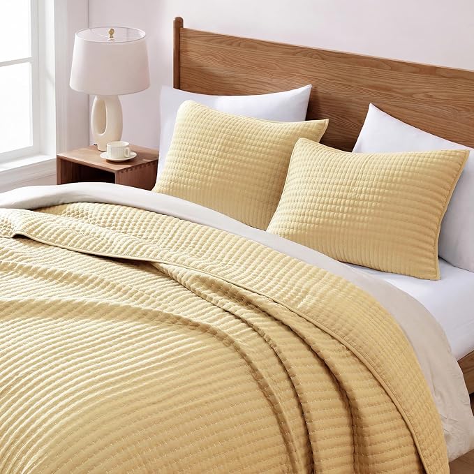 Twin Quilt-Lightweight Bedspreads Yellow Twin Quilt Bedding Set | Soft Coverlet - Image 2