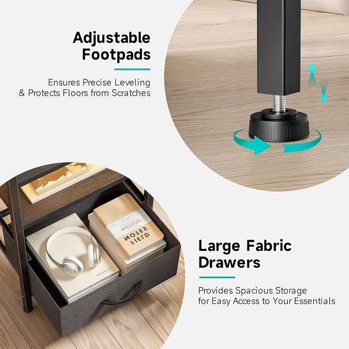 Lazzanto Nightstand with Rear Charging Station, LED Light, 4 Drawers, 2 USB-A - Image 6