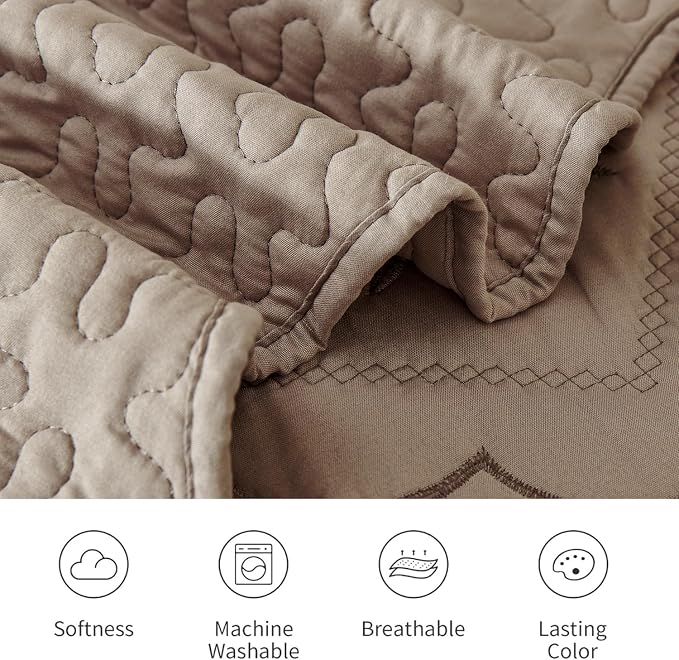 Cmfshape Oversized Floral Embroidery Quilt Set, 3 Pieces Super King Quilt - Image 6