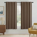 RYB HOME Brown 100% Blackout Curtains 63 Inch Long by RYBHOME