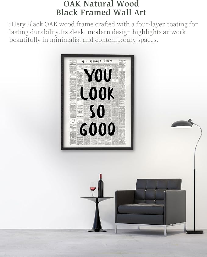 iHery 16x20in You Look So Good Framed Newspaper Inspirational Wall Art | - Image 5