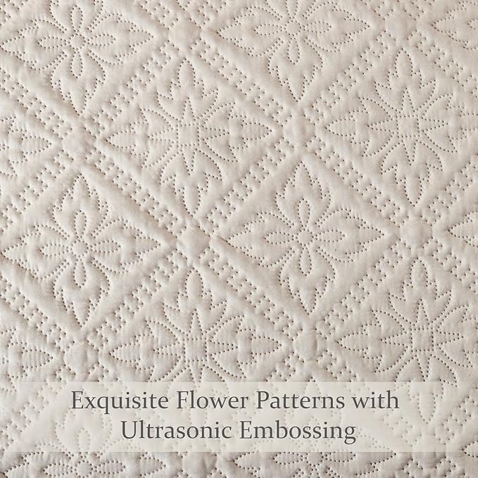 Exclusivo Mezcla King Quilt Set, Brich Beige | Lightweight Soft Bedspreads - Image 5