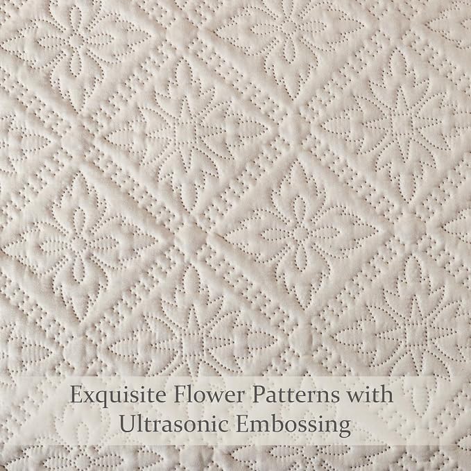 Exclusivo Mezcla Full Queen Quilt Set, Brich Beige | Lightweight Soft - Image 5