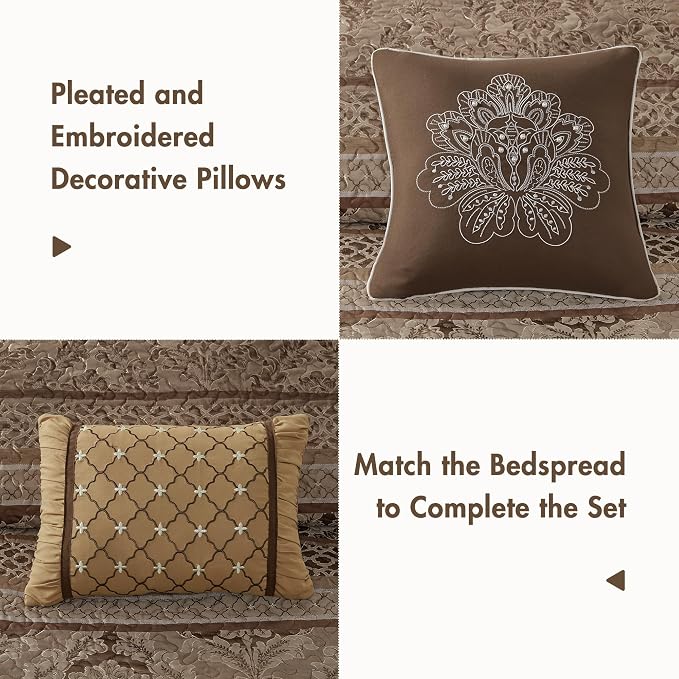 Madison Park King Quilt Bedding Set, Traditional Jacquard Damask, Lightweight & - Image 4