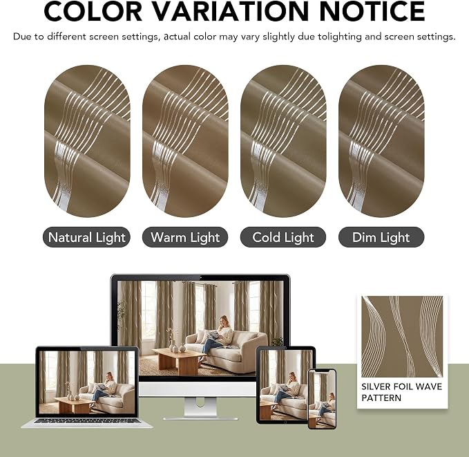 Deconovo Curtains for Living Room, Pattern Blackout Curtains 72 Inches Long | - Image 8