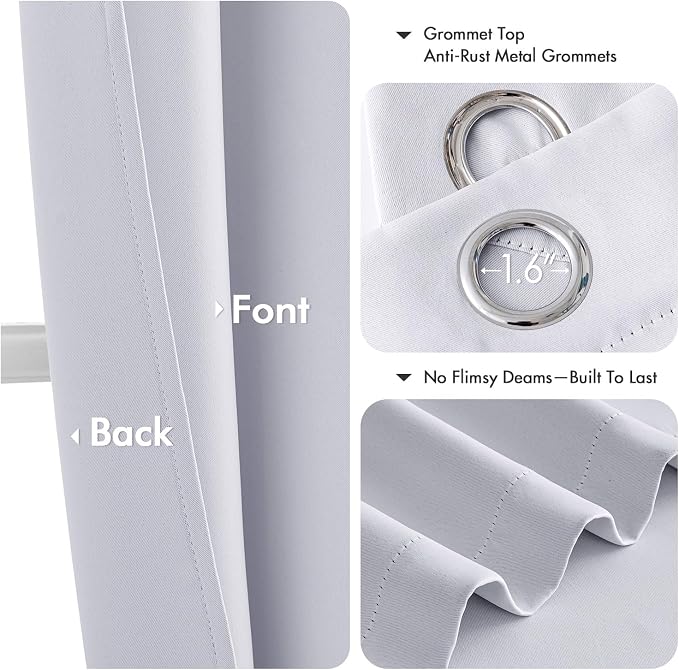 MIULEE Blackout Curtains for Bedroom 2 Panels 29x40 Inch Long Greyish White | - Image 4