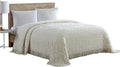 Beatrice Home Fashions Medallion Queen Cotton Chenille Bedspread, Ivory | by BeatriceHomeFashions