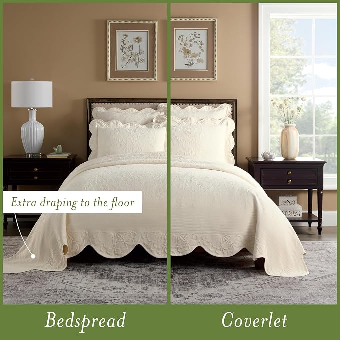 Charleston Estate Modern Farmhouse Floral Matelasse Bedspread - Image 2