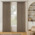 Latte Pinch Pleated 100% Blackout Linen Bedroom Curtains 86 Inch Length | by Twodrapes