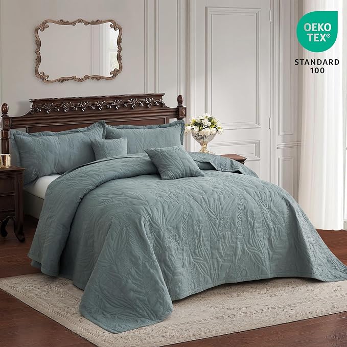 HZ & HY Oversized King Bedspreads 128x120, 5-Piece Quilt Set, Lightweight - Image 3