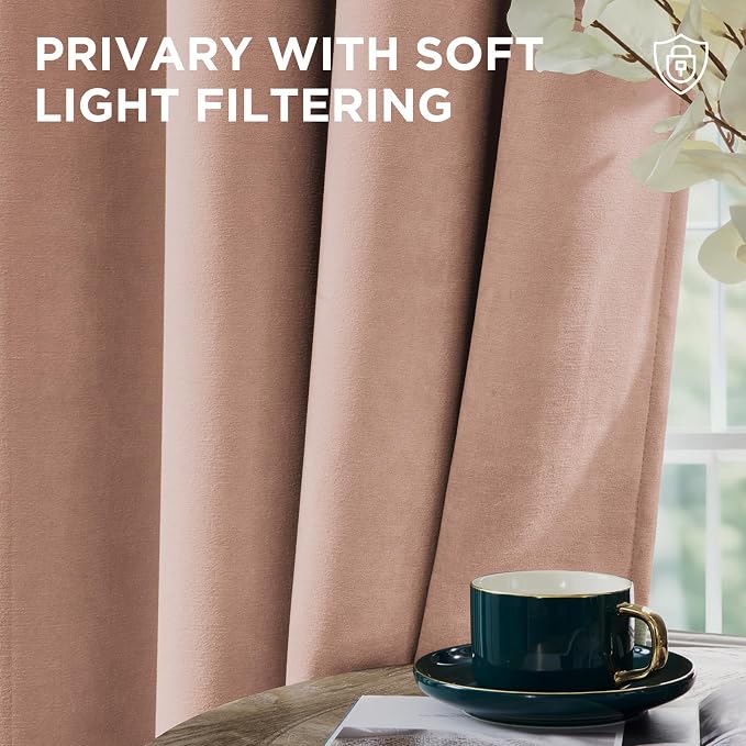Joydeco Velvet Blackout Curtains Black Out Curtain 72 Inch Drapes | - Image 6