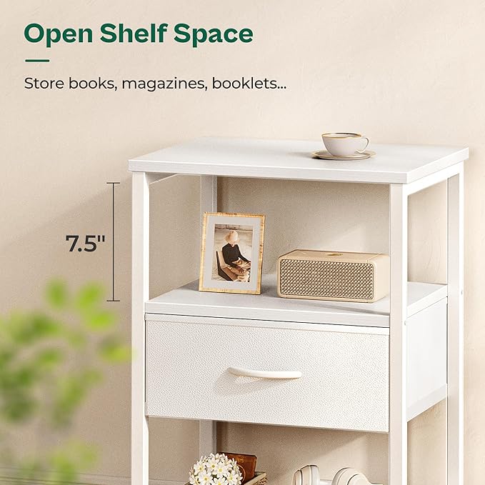 Huuger Night Stand with 2 Drawers, Bed Side Table with Open Shelf | Bedroom - Image 3