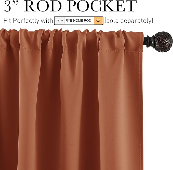 RYB HOME Short Blackout Privacy Curtains 30 inch Long - Image 2