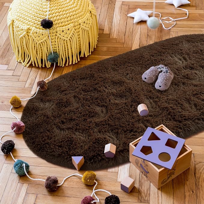 Goideal Fluffy Bedroom Rug, Small Oval Area Rugs, 2.6 x 5.3 Feet - Image 5