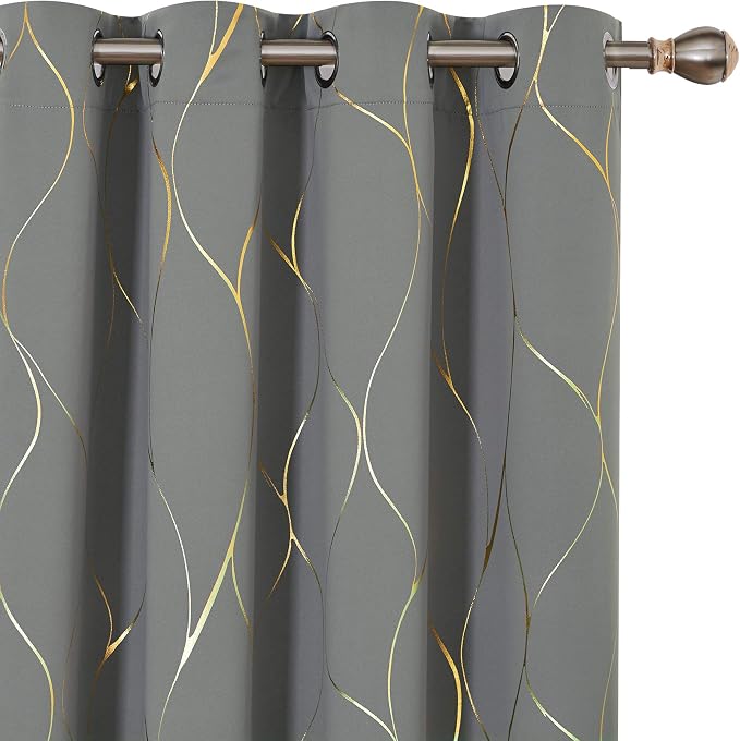 Deconovo Curtains for Living Room, Pattern Blackout Curtains 63 Inches Long | by Unknown
