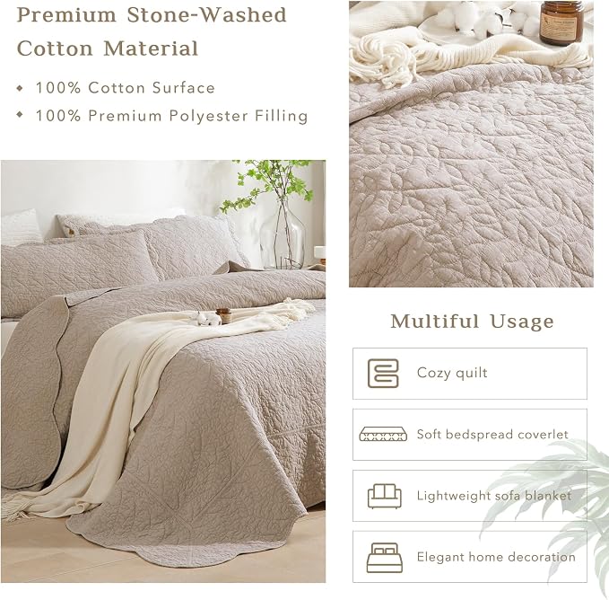CozyTide Oversized King Bedspread 128"x120", Stone-Washed Cotton Linen Colored - Image 4