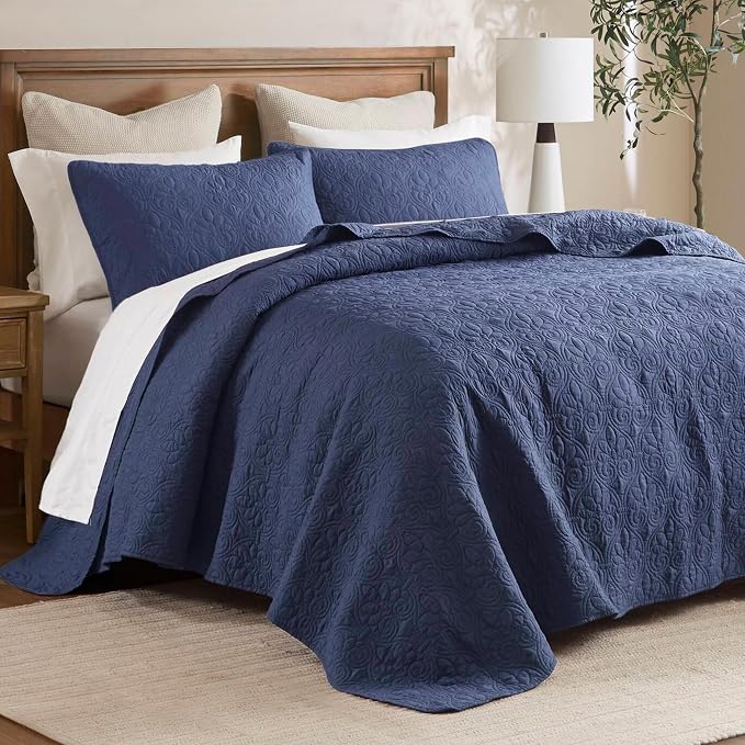 Madison Park King Quilt Bedding Set, Cottage-Inspired Damask, Classic Stitch - Image 10