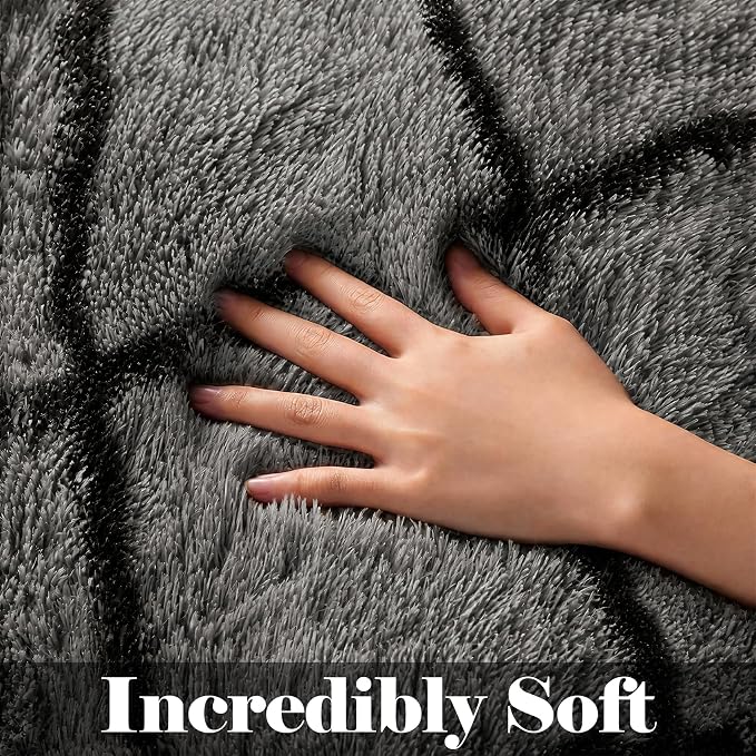6x9 Area Rugs for Living Room Bedroom, Large Fluffy Grey and Black Throw Shag - Image 2