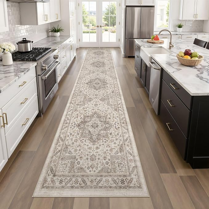 cotiled 2x8 Hallway Runner Rug for Entryway, Non-Slip Vintage, Light Brown | - Image 6