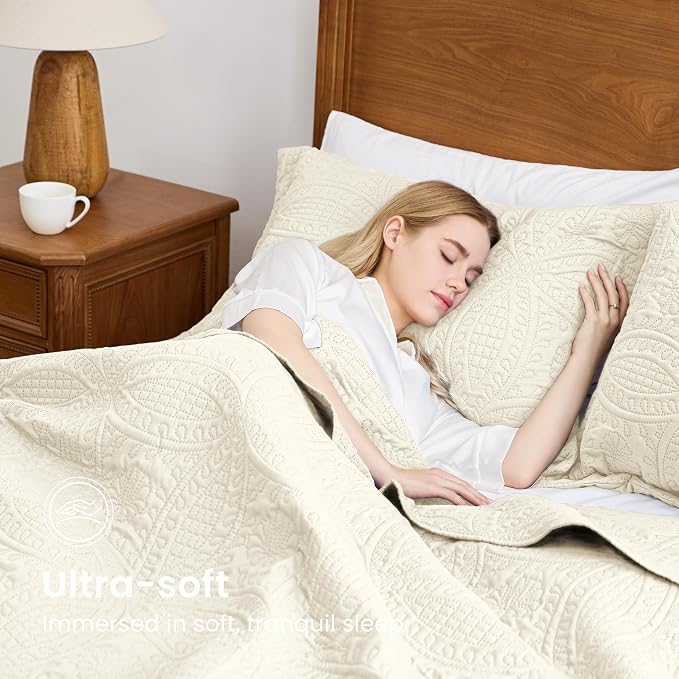 Love's cabin Quilts for Queen Bed Beige Bedspreads Bedding Set - Image 6