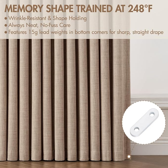 MIULEE Pinch Pleated 100% Blackout Curtains 40"x102" Long Linen 4 Panel Set | - Image 5