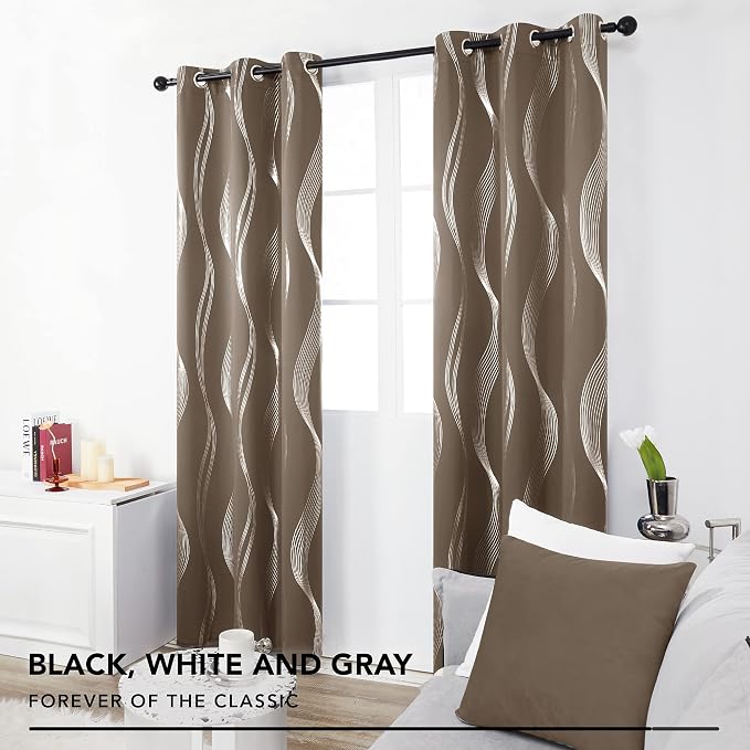 Deconovo Curtains for Living Room, Pattern Blackout Curtains 45 Inches Long | - Image 5