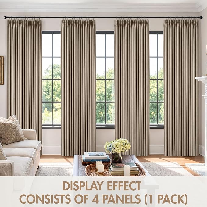 MIULEE Pinch Pleated 100% Blackout Curtains 40"x96" Burlywood Birch 4 Panel | - Image 7