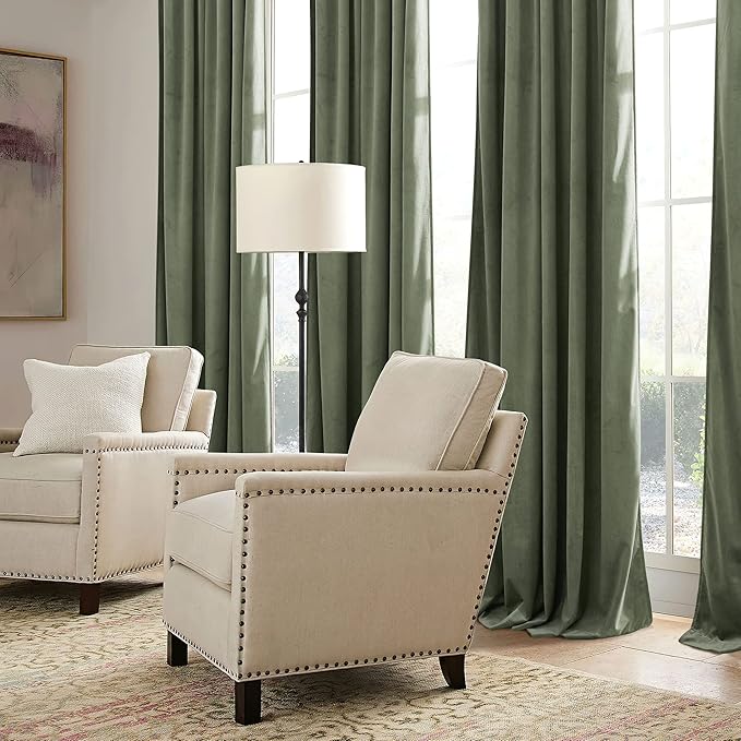 RYB HOME Sage Green Velvet Curtains 84 inches Long - Image 6