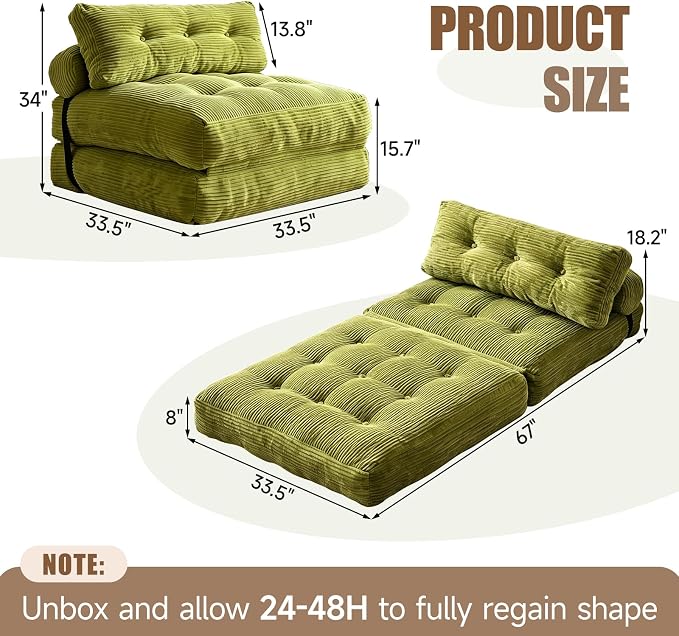 Folding Sofa Bed, Convertible Chair Bed, Foam Floor Sofa Lounger | 3-in-1 - Image 2