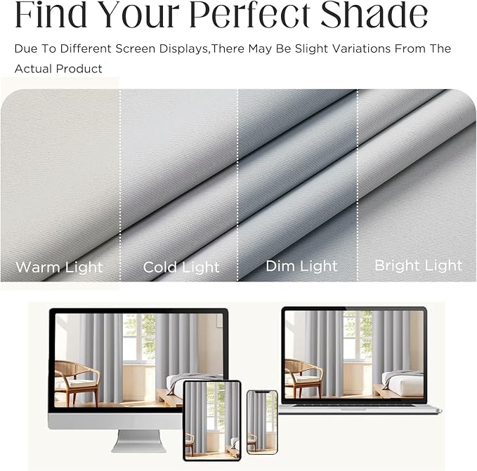 CUCRAF Grayish White Blackout Curtains 84 inch Length 2 Panels Set, Rod Pocket - Image 4