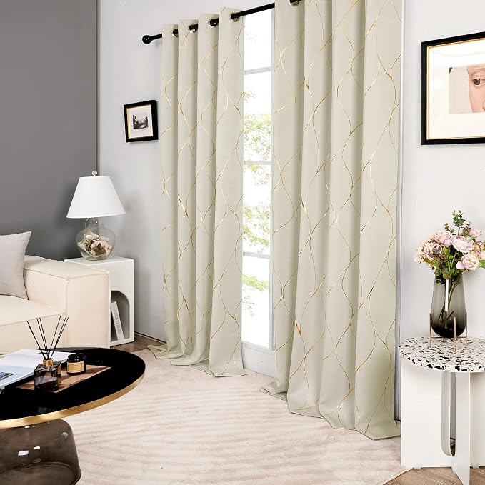 Deconovo Curtains for Living Room, Pattern Blackout Curtains 108 Inch Long | - Image 3