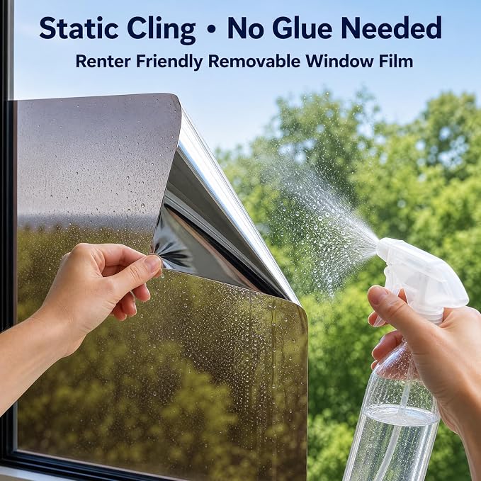 One Way Privacy Window Film Heat Control Mirror Tint 35.4Inx26.2Ft | Reflective - Image 4