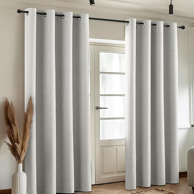 COSVIYA 100% Blackout Cream Linen Curtains & Drapes 84 Inch Length | Light - Image 8