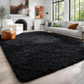 Black Fluffy Shag Area Rugs for Bedroom 5x7, Soft Fuzzy Shaggy Machine Washable by PAGISOFE