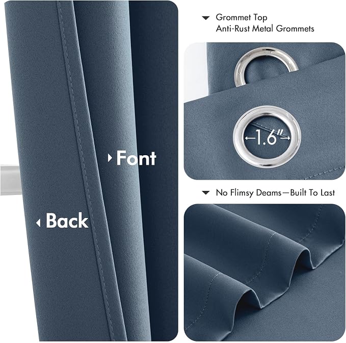 MIULEE Blackout Curtains for Bedroom 2 Panels 40 x 63 Inch Long Stone Blue | - Image 4