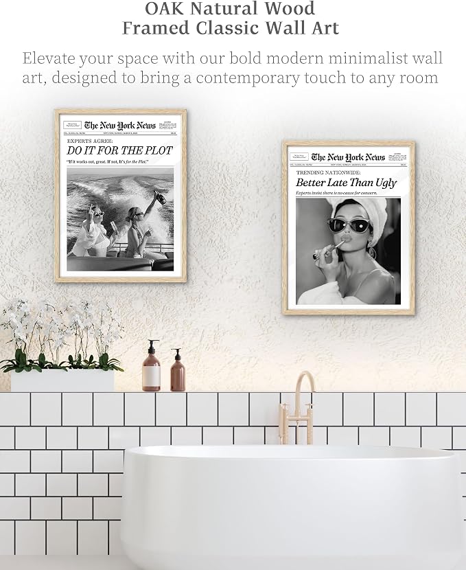 iHery 12x16in Audrey Hepburn Better Late Than Ugly Framed Bathroom Art | - Image 5