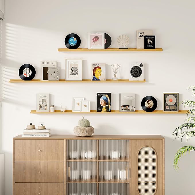 Floating Picture Ledge Shelves for Wall Set of 2, 84 Inches Picture Ledge Shelf - Image 2