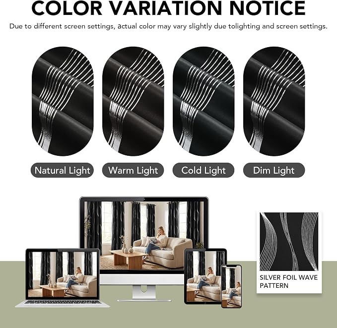 Deconovo Curtains for Living Room, Pattern Blackout Curtains 45 Inches Long | - Image 8