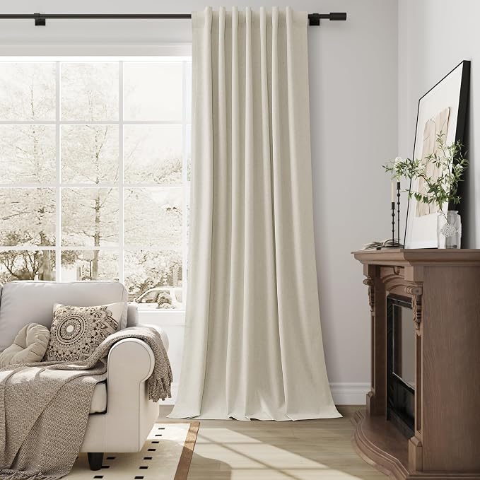 Warm Beige 100% Blackout Linen Curtains - Image 4