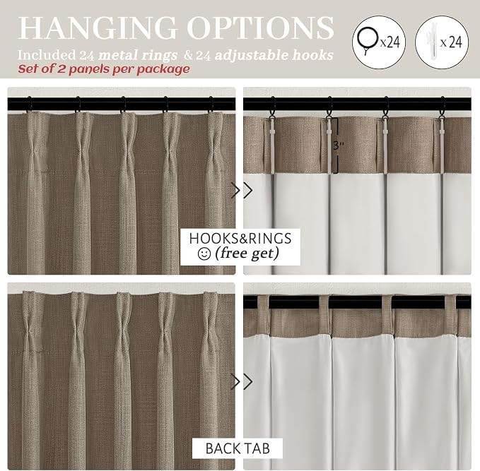Extra Wide Thick Linen Blackout Sliding Glass Doors Curtains 92 Inches Long 2 - Image 8